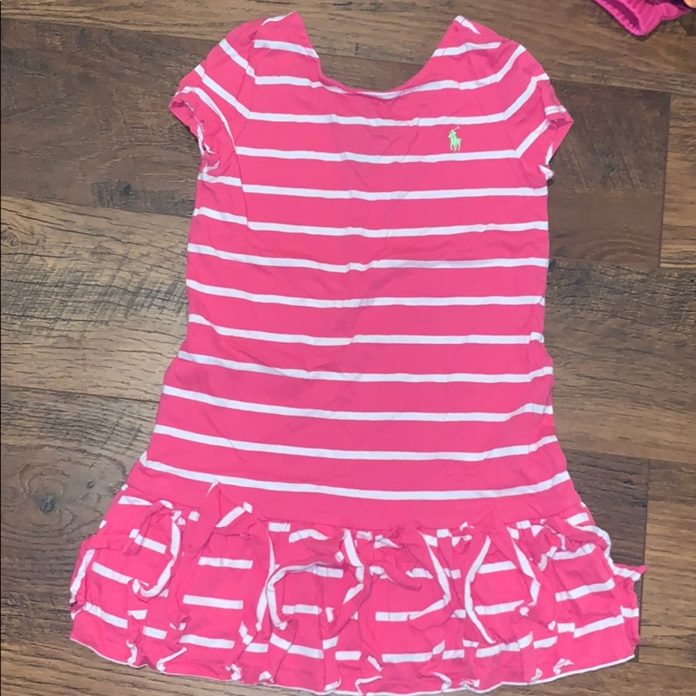 Striped pink polo dress- girls size 6
